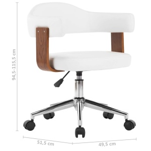 Scaun de birou pivotant, alb, lemn curbat și piele ecologică - Img 6