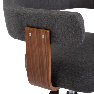 Scaun de birou pivotant, gri, lemn curbat și material textil - Img 7