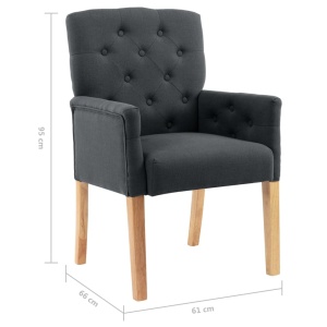 Scaun de bucătărie cu cotiere, gri, material textil - Img 6