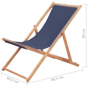 Scaun de plajă pliabil, albastru, textil și cadru din lemn - Img 10