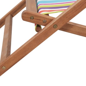 Scaun de plajă pliabil, multicolor, textil și cadru din lemn - Img 12