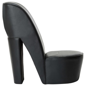 Scaun, design toc inalt, negru, piele ecologică - Img 2
