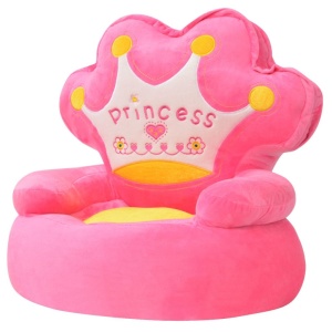 Scaun din pluș pentru copii, Princess, roz