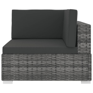 Scaun modular de colț, 1 buc., gri, poliratan, cu perne - Img 3