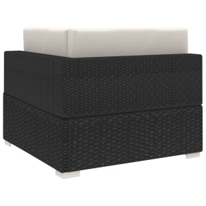 Scaun modular de colț, 1 buc., negru, poliratan, cu perne - Img 4