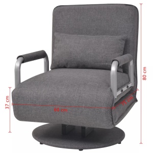 Scaun pivotant și canapea extensibilă, gri inchis, textil - Img 11