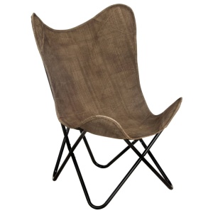 Scaun tip fluture, gri taupe, pânză - Img 11