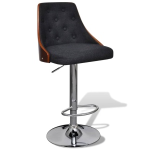 Scaune de bar, 2 buc., lemn curbat și material textil - Img 5