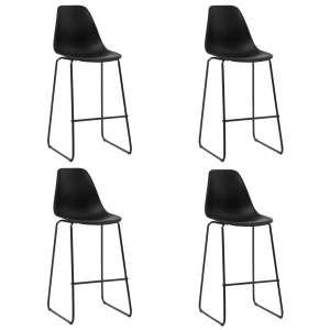 Scaune de bar, 4 buc., negru, plastic