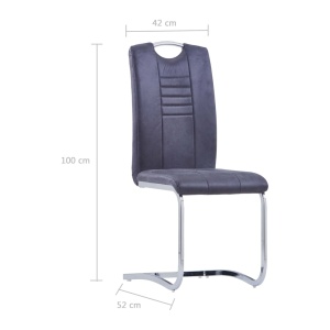 Scaune de bucătărie consolă, 4 buc., gri, piele intoarsă eco - Img 5
