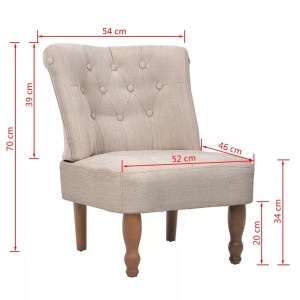 Scaune in stil franțuzesc, 2 buc., crem, material textil - Img 7