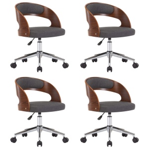 Scaune pivotante de masă, 4 buc., gri, lemn curbat și textil - Img 2