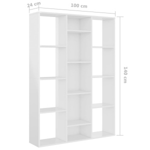 Separator cameră/Bibliotecă alb extralucios 100x24x140 cm PAL - Img 6