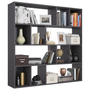 Separator cameră/Bibliotecă, gri lucios, 110 x 24 x 110 cm, PAL - Img 3