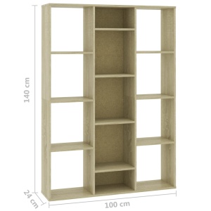 Separator cameră/Bibliotecă, stejar Sonoma, 100x24x140 cm, PAL - Img 6