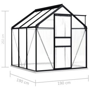 Seră cu cadru de bază, antracit, 3,61 m², aluminiu - Img 5