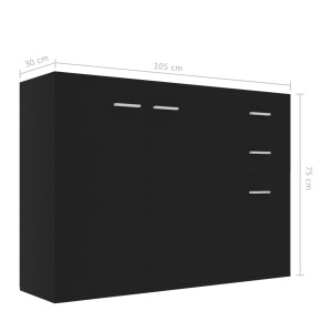 Servantă, negru, 105 x 30 x 75 cm, PAL - Img 6