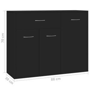 Servantă, negru, 88 x 30 x 70 cm, PAL - Img 6
