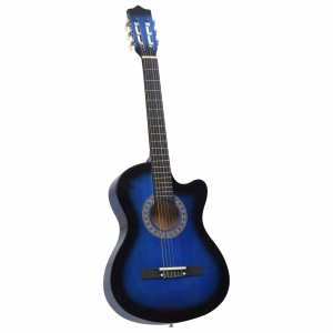 Set chitară acustică occidentală 12 piese 6 corzi albastru 38" - Img 5