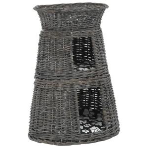 Set coșuri pisici, perne, 3 piese, gri, 47x34x60 cm, salcie - Img 2