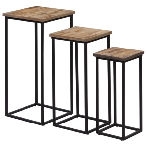 Set de mese pentru plante, 3 piese, lemn de tec reciclat - Img 4