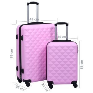 Set de valize cu carcasă rigidă, 2 piese, roz, ABS - Img 11