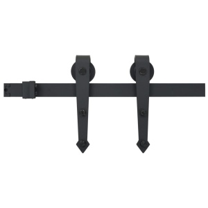 Set feronerie pentru uși glisante, negru, 200 cm, oțel - Img 2