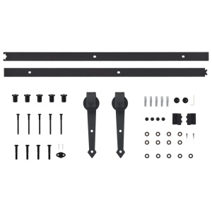 Set feronerie pentru uși glisante, negru, 200 cm, oțel - Img 5