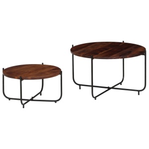 Set masă de cafea, 2 piese, lemn masiv de sheesham, 60 x 35 cm - Img 9