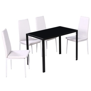 Set masă și scaune de bucătărie, cinci piese, negru - Img 3