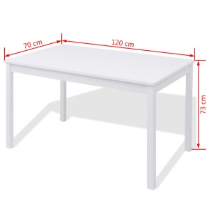 Set masă și scaune din lemn de pin, 7 piese, alb - Img 7