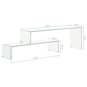 Set măsuțe de cafea, 2 piese, 90x30x20/110x30x40 cm, sticlă - Img 5