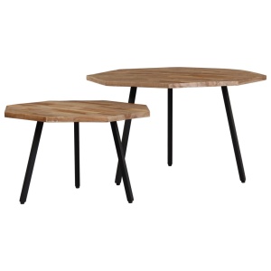Set măsuțe de cafea, 2 piese, lemn de tec reciclat, hexagon - Img 12