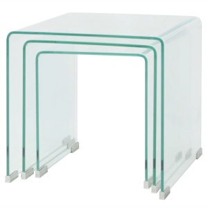 Set mese suprapuse, sticlă călită transparentă, trei piese - Img 3