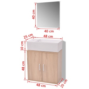Set mobilier baie format din 3 piese cu chiuvetă inclusă, Bej - Img 9
