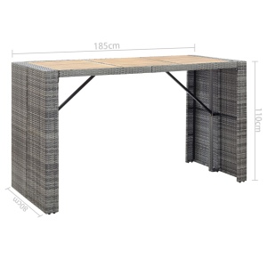 Set mobilier bar de exterior cu perne, 7 piese, gri, poliratan - Img 11