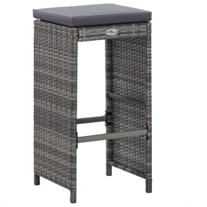 Set mobilier bar de grădină cu perne, 7 piese, gri, poliratan - Img 8