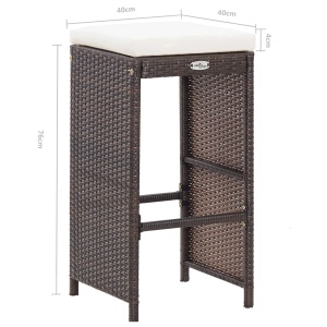 Set mobilier bar de grădină cu perne, 7 piese, maro, poliratan - Img 10