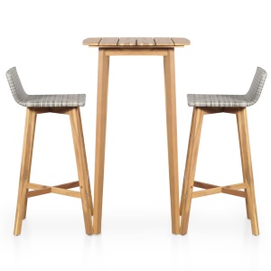 Set mobilier bistro, 3 piese, lemn masiv de acacia - Img 2