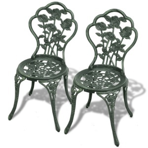 Set mobilier bistro, 3 piese, verde, aluminiu turnat - Img 8