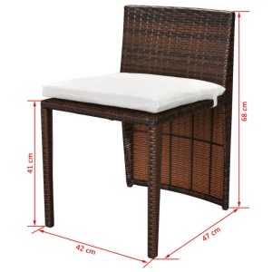 Set mobilier bistro cu perne, 3 piese, maro, poliratan - Img 10
