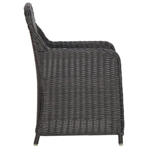 Set mobilier bistro de grădină cu perne 3 piese negru poliratan - Img 5