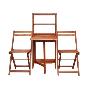 Set mobilier bistro pliabil, 3 piese, lemn masiv de acacia - Img 3