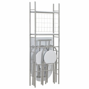 Set mobilier bucătărie cu depozitare, 3 piese, alb, MDF și oțel - Img 2