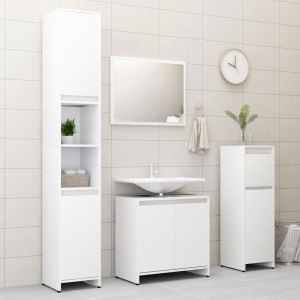 Set mobilier de baie, 4 piese, alb, PAL