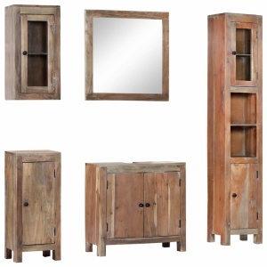 Set mobilier de baie, 5 piese, lemn masiv de acacia - Img 7