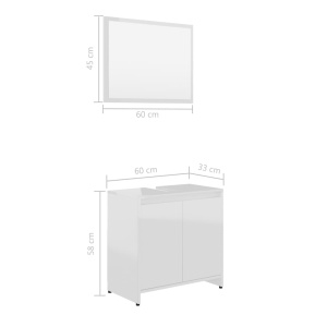 Set mobilier de baie, alb extralucios, PAL - Img 10