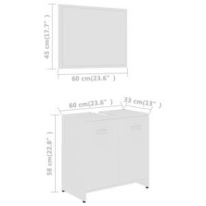 Set mobilier de baie, alb, PAL - Img 7
