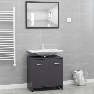 Set mobilier de baie, gri extralucios, PAL