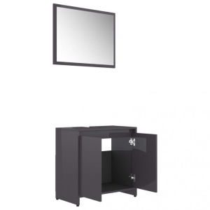 Set mobilier de baie, gri extralucios, PAL - Img 6